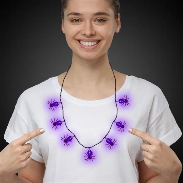 34" spider necklace with seven spider charms with LEDs, three light... from ASI 42016 Brighter Promotions Inc