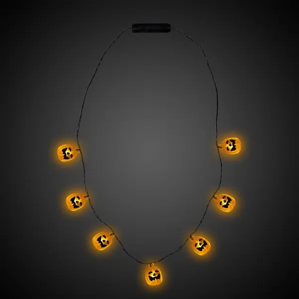 34" Jack-O-Lantern Halloween necklaces with seven light up LED charms.... from ASI 42016 Brighter Promotions Inc