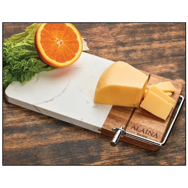 Natural acacia wood and marble serving and cutting board with cheese... from ASI 57655 STOPNGO Line