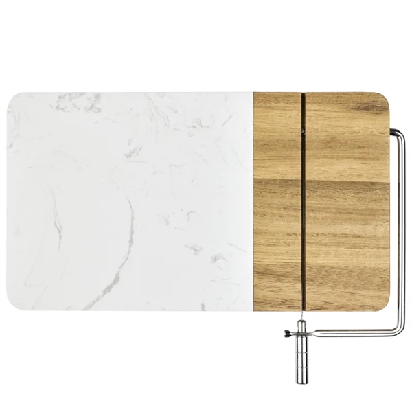 Natural acacia wood and marble serving and cutting board with cheese... from ASI 57655 STOPNGO Line