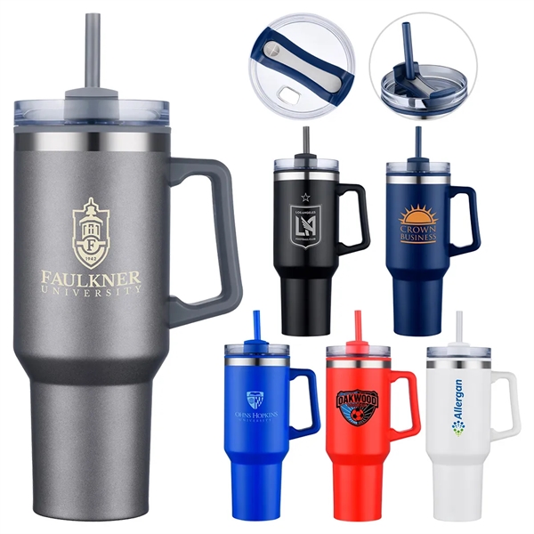 40 oz Plastic-Lined Straw Travel Mug... from ASI 31517 Admart Products