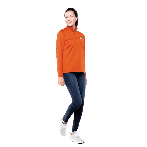 Ladies' 100% polyester fleece quarter-zip pullover with moisture wicking and double-needle... from ASI 37461 Augusta Sportswear