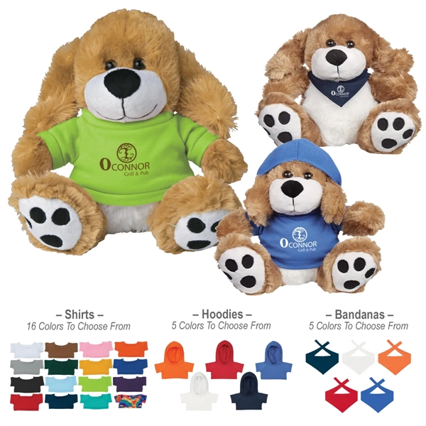 8 1/2" plush big paw dog with imprinted shirt... from ASI 61125 Hit Promotional Products / Hit®