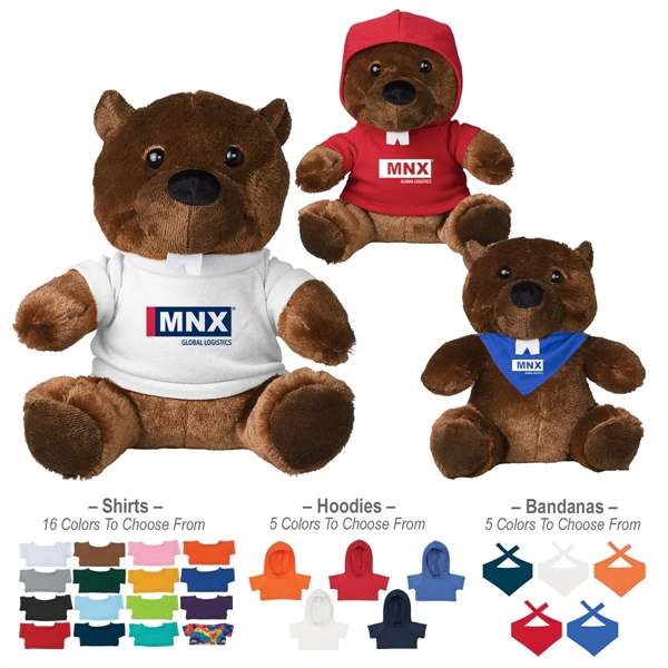 6" beaver stuffed animal with various clothing styles and color options.... from ASI 61125 Hit Promotional Products / Hit®