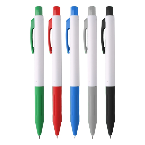 The Rubiks Gel is a matte white barreled pen with colored... from ASI 61966 HPG / Hub Pen