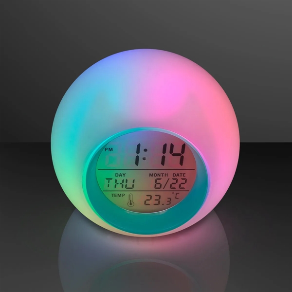 Round LED Clock 4", Glowing Lights + Alarm; Blank & Imprint... from ASI 34194 ALightPromos