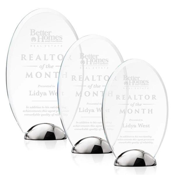 The Starfire Crystal Broadbent Award features an oval shape with a... from ASI 84592 St Regis Group / St Regis
