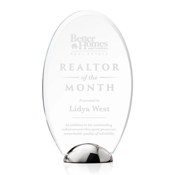 The Starfire Crystal Broadbent Award features an oval shape with a... from ASI 84592 St Regis Group / St Regis