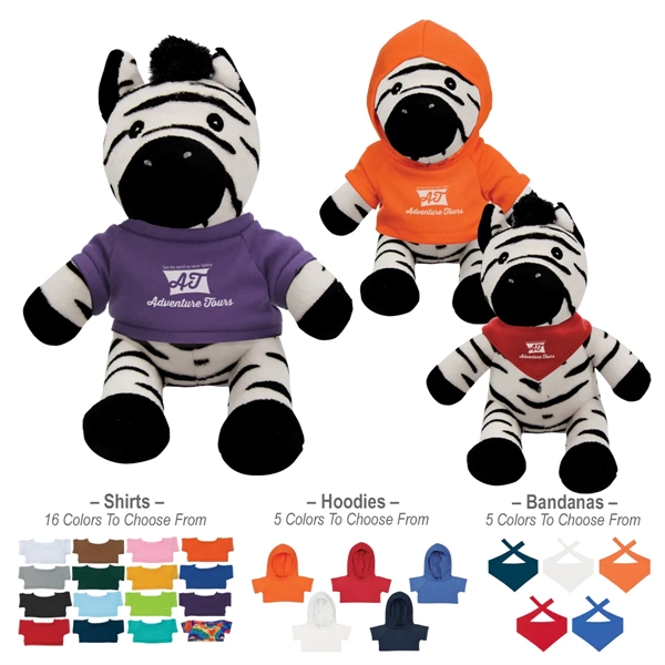 6" Zander Zebra with customizable shirt, bandana, or hoodie.... from ASI 61125 Hit Promotional Products / Hit®