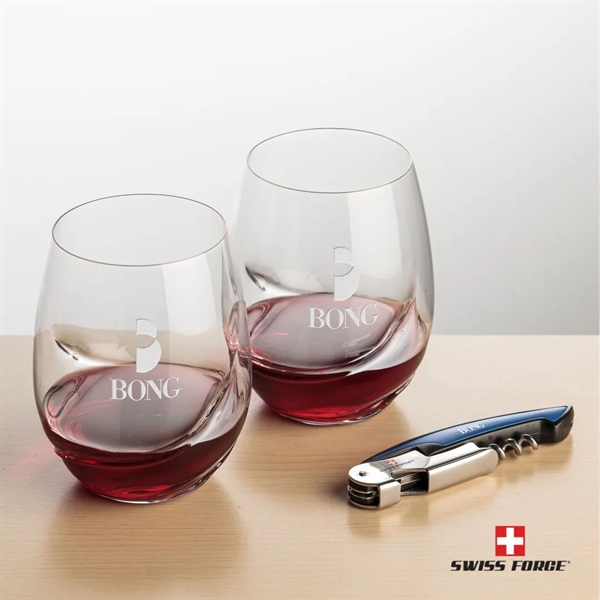 Giftset includes 2 Bartolo stemless wine glasses and Swiss Force® Impressive... from ASI 84592 St Regis Group