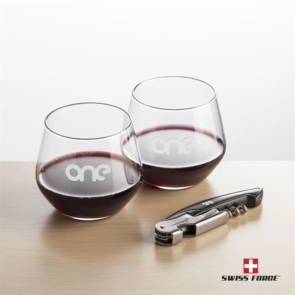 Giftset includes 2 Manddelay stemless wine glasses and Swiss Force® Impressive... from ASI 84592 St Regis Group