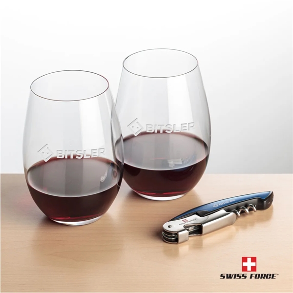 Giftset includes 2 Laurent stemless wine glasses and Swiss Force® Impressive... from ASI 84592 St Regis Group