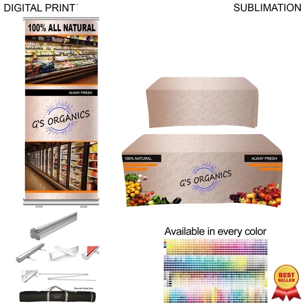 Trade Show Package, Premium Banner + Sublimated Table Throw with closed... from ASI 53509 FIEL-Fairdeal Import & Export / FIEL
