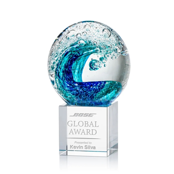 The magnificent Surfside Artglass award features a beautiful crashing blue wave... from ASI 84592 St Regis Group / St Regis