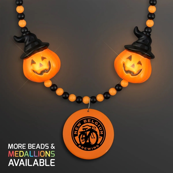 LED Hocus Pocus Pumpkins Beads with Medallion; Domestic Print Pricing... from ASI 34194 ALightPromos