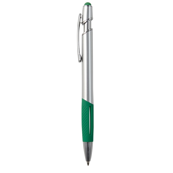Plunger action ballpoint pen with stylus, comfort grip, high-quality ink and... from ASI 52840 Evans Manufacturing