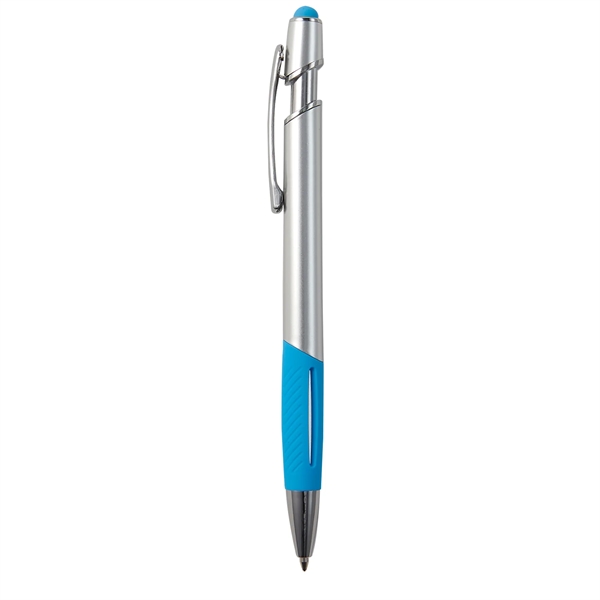 Plunger action ballpoint pen with stylus, comfort grip, high-quality ink and... from ASI 52840 Evans Manufacturing