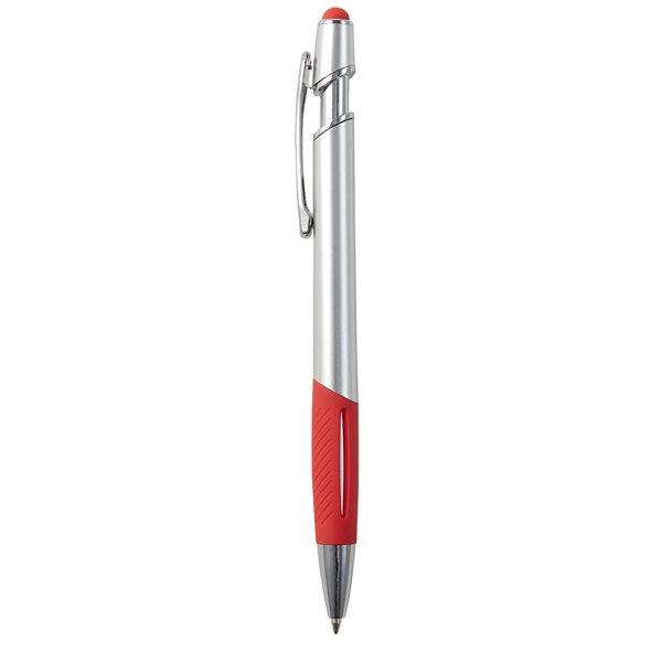 Plunger action ballpoint pen with stylus, comfort grip, high-quality ink and... from ASI 52840 Evans Manufacturing