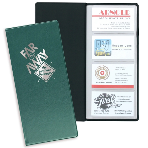 Executive vinyl business card holder measuring 10"H x 4.5"W closed with... from ASI 54040 Fey Promo
