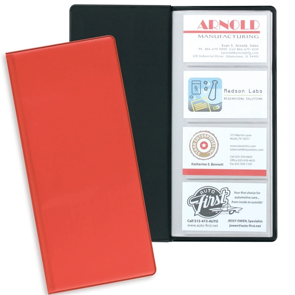Vinyl business card holder measuring 10"H x 4.5"W closed with 96... from ASI 54040 Fey Promo