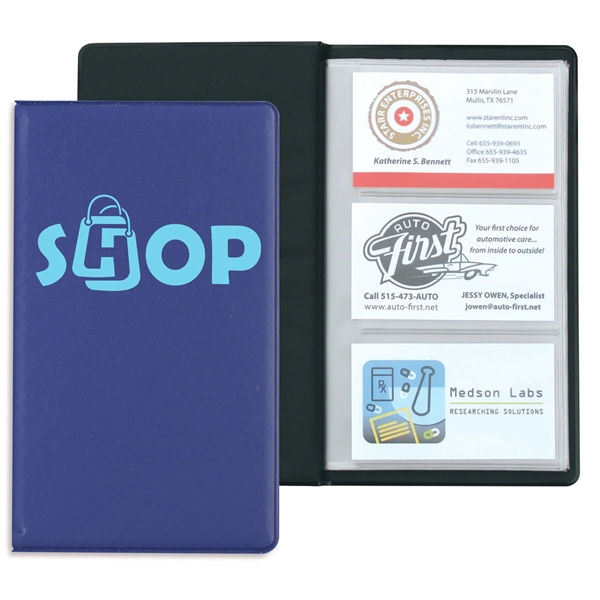 Vinyl business card holder measuring 7.75"H x 4.5"W closed with 72... from ASI 54040 Fey Promo