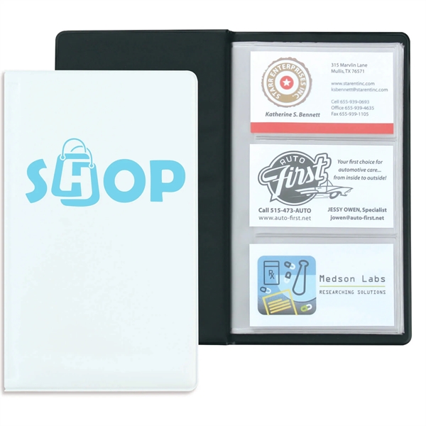 Vinyl business card holder measuring 7.75"H x 4.5"W closed with 72... from ASI 54040 Fey Promo