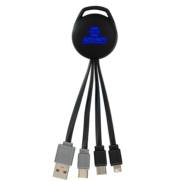 COLOR LIGHT UP VIVID DUAL INPUT 3-IN-1 CHARGING CABLE... from ASI 30208 A P Specialties / AP Specialties