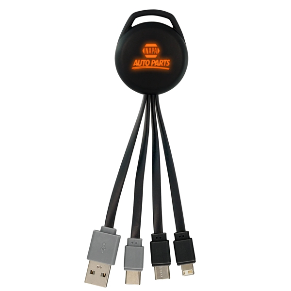 COLOR LIGHT UP VIVID DUAL INPUT 3-IN-1 CHARGING CABLE... from ASI 30208 A P Specialties / AP Specialties
