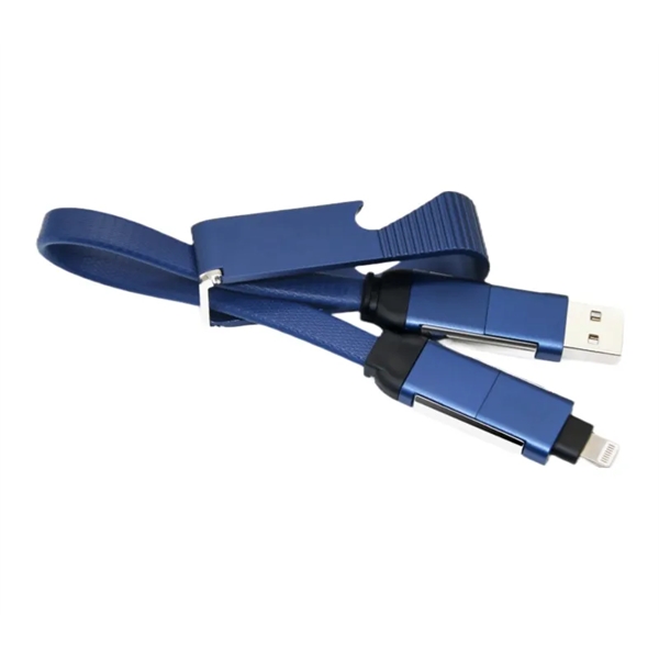 4-in-1 Bottle opener keychain charging cable plus 1 color silkscreen imprint... from ASI 37218 Athena Promo (tm)