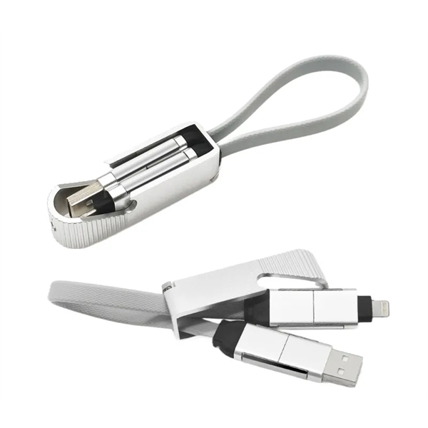 4-in-1 Bottle opener keychain charging cable plus 1 color silkscreen imprint... from ASI 37218 Athena Promo (tm)