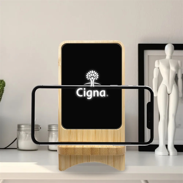 Aurora Light-up Bamboo Wireless Charger Stand: Eco-conscious, efficient, stylish. Doubles as... from ASI 90154 Sunjoy Group Inc