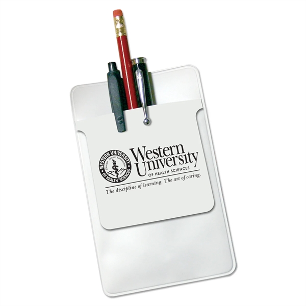 White pocket protector made of vinyl and measuring 5.62"H x 3.5"W.... from ASI 54040 Fey Promo