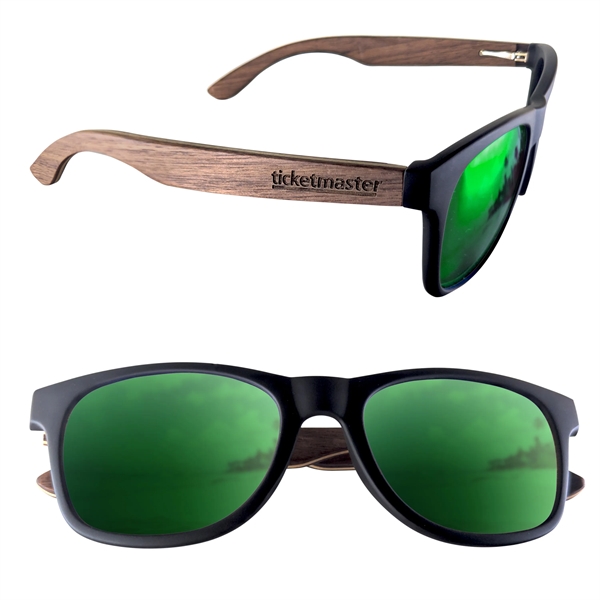 Sunglasses with wooden design, UV400 lenses and matte black, soft rubberized... from ASI 90807 Tekweld