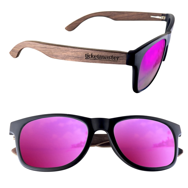Sunglasses with wooden design, UV400 lenses and matte black, soft rubberized... from ASI 90807 Tekweld
