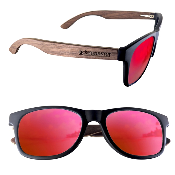 Sunglasses with wooden design, UV400 lenses and matte black, soft rubberized... from ASI 90807 Tekweld