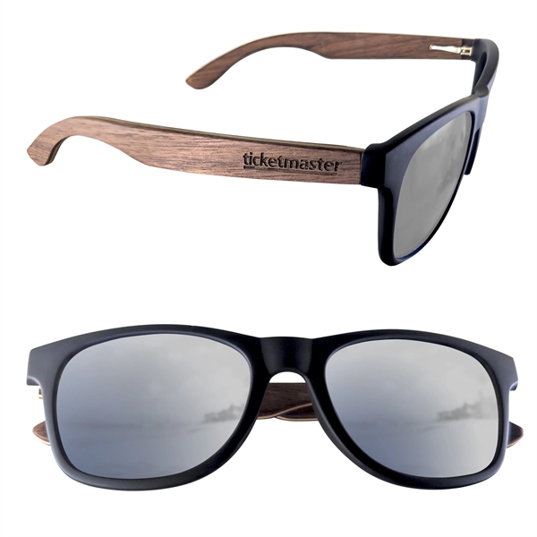 Sunglasses with wooden design, UV400 lenses and matte black, soft rubberized... from ASI 90807 Tekweld
