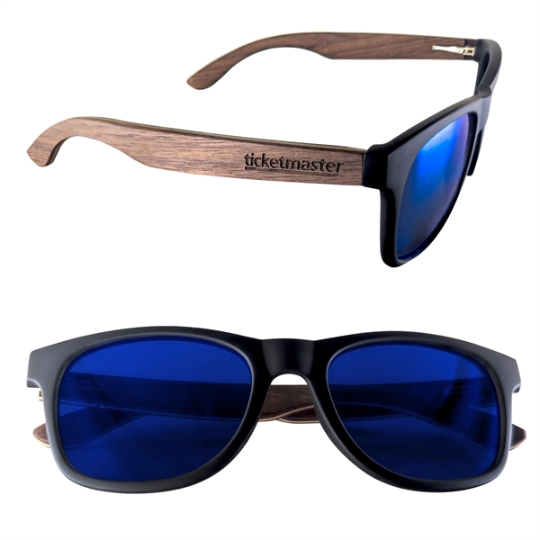 Sunglasses with wooden design, UV400 lenses and matte black, soft rubberized... from ASI 90807 Tekweld