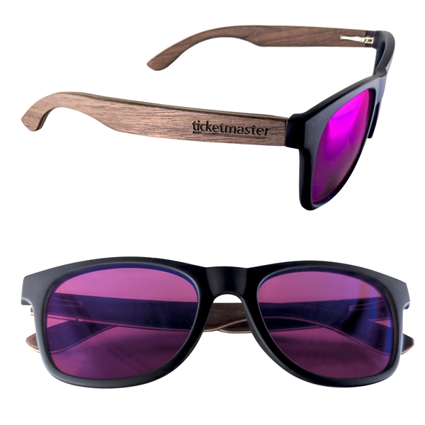 Sunglasses with wooden design, UV400 lenses and matte black, soft rubberized... from ASI 90807 Tekweld