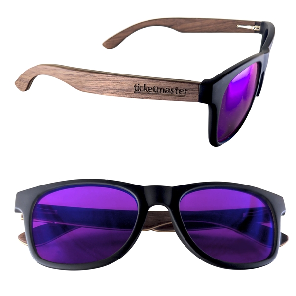 Sunglasses with wooden design, UV400 lenses and matte black, soft rubberized... from ASI 90807 Tekweld