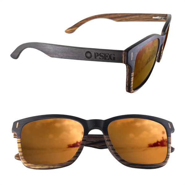 Dual-tone sunglasses with a two-tone wood design on the frame, wood... from ASI 90807 Tekweld