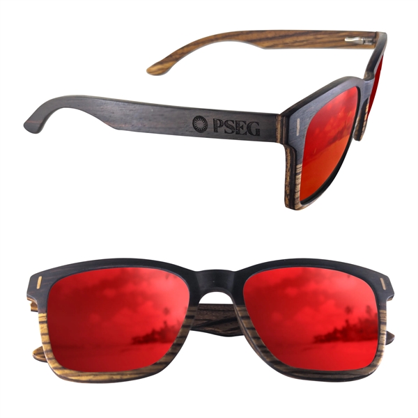 Dual-tone sunglasses with a two-tone wood design on the frame, wood... from ASI 90807 Tekweld