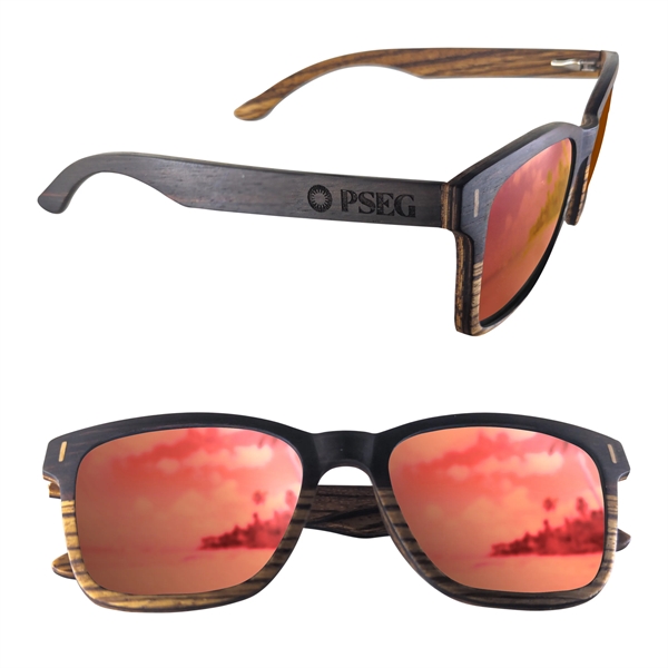 Dual-tone sunglasses with a two-tone wood design on the frame, wood... from ASI 90807 Tekweld