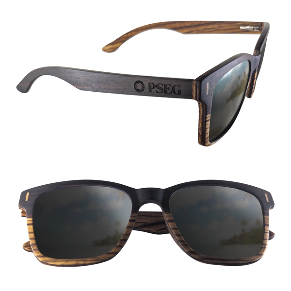 Dual-tone sunglasses with a two-tone wood design on the frame, wood... from ASI 90807 Tekweld