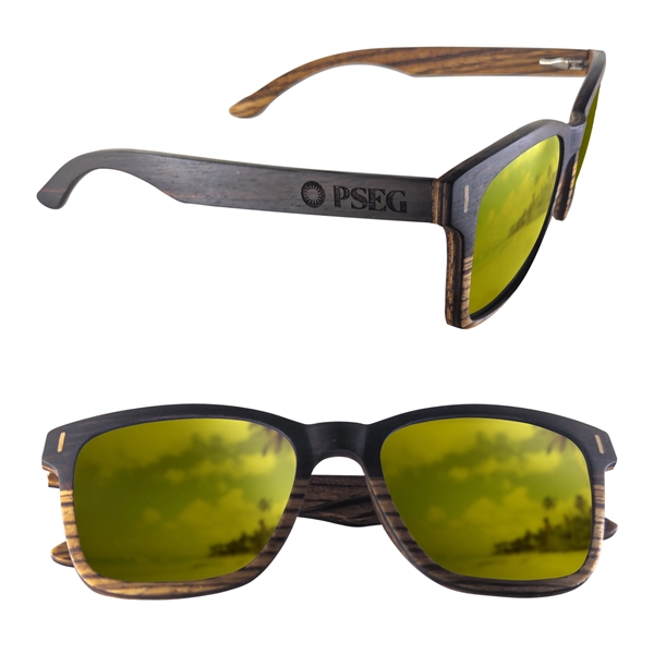 Dual-tone sunglasses with a two-tone wood design on the frame, wood... from ASI 90807 Tekweld