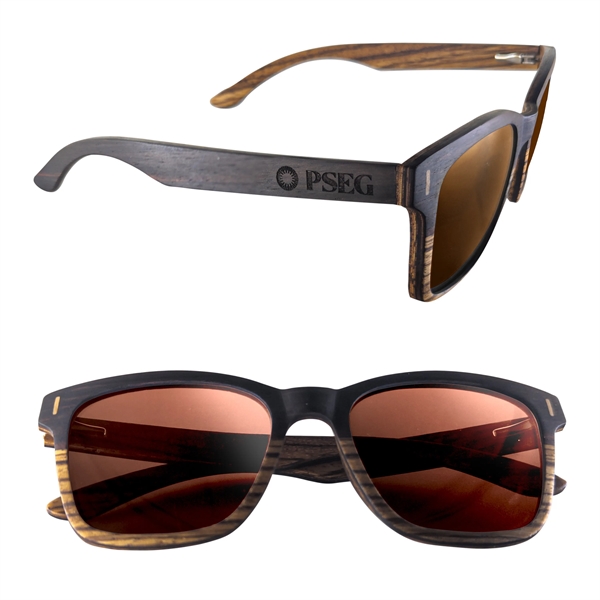 Dual-tone sunglasses with a two-tone wood design on the frame, wood... from ASI 90807 Tekweld