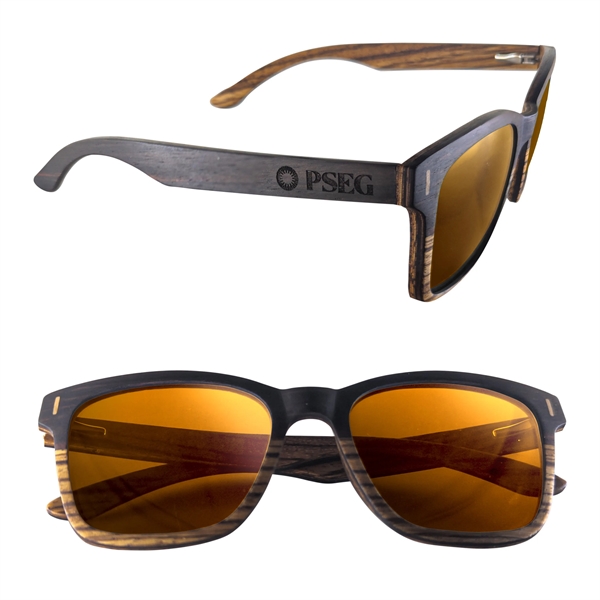 Dual-tone sunglasses with a two-tone wood design on the frame, wood... from ASI 90807 Tekweld