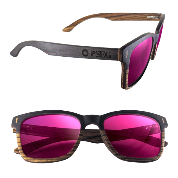 Dual-tone sunglasses with a two-tone wood design on the frame, wood... from ASI 90807 Tekweld