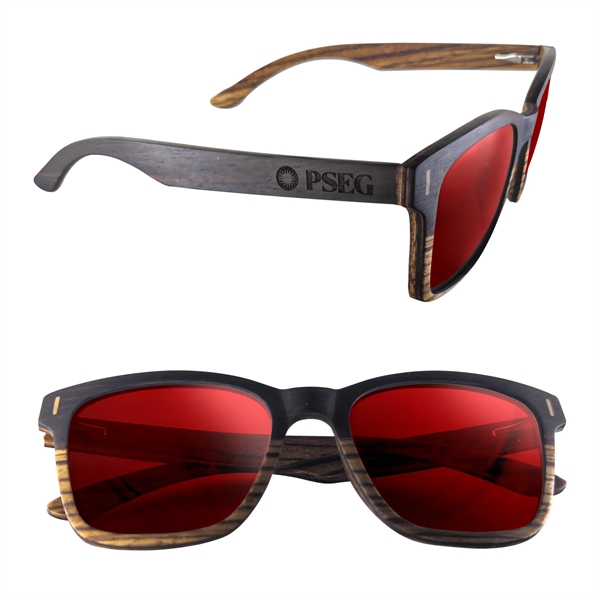 Dual-tone sunglasses with a two-tone wood design on the frame, wood... from ASI 90807 Tekweld