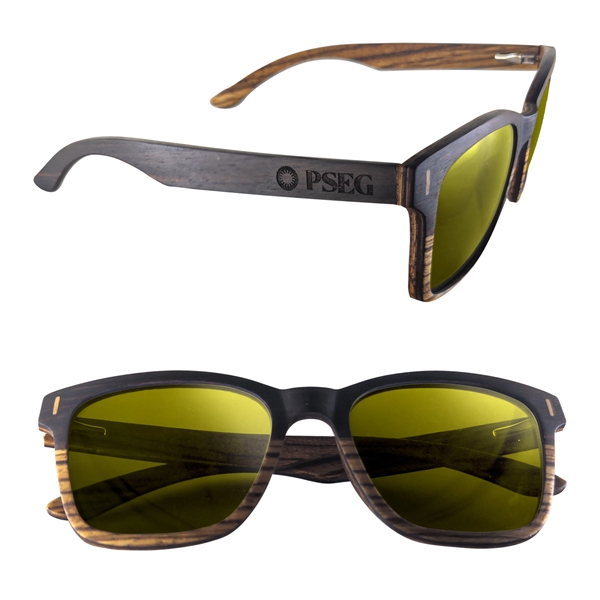Dual-tone sunglasses with a two-tone wood design on the frame, wood... from ASI 90807 Tekweld