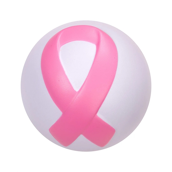White stress ball that features a pink awareness ribbon.... from ASI 79530 Prime Line
